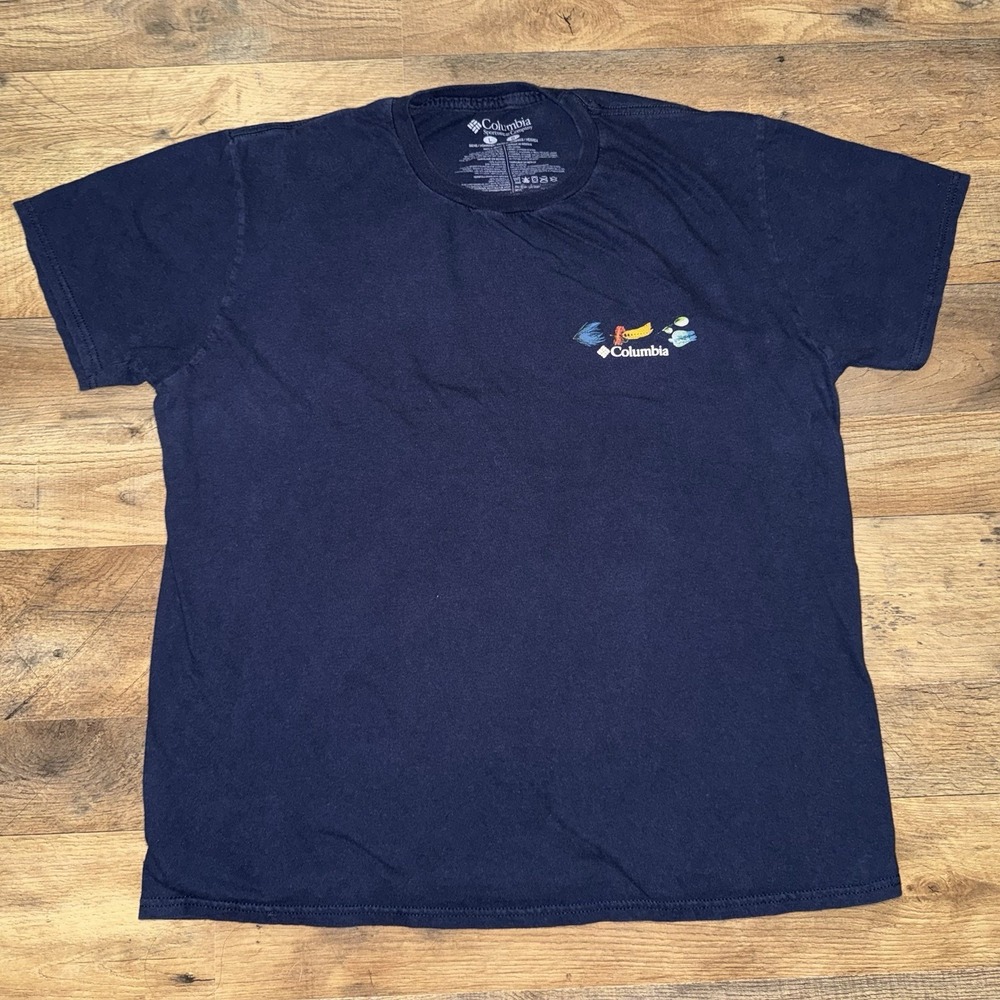 Columbia Periodic Table Of Fish Lures & Flies Graphic T-shirt Men Large Blue